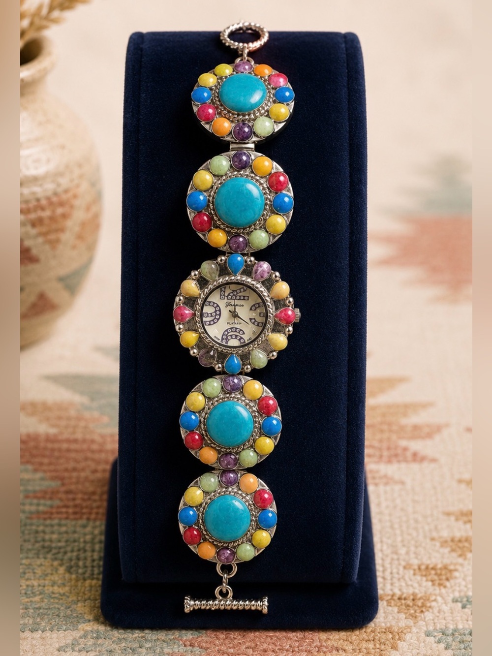 Watch Geneva Multi-Color Resin Bracelet  Southwestern Inspired Toggle Clasp